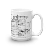 Locomotive Vintage Blueprint Mug - Web Store Exclusive